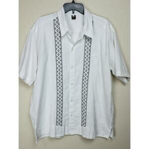 Guayaberas Finas Linen Blend White Men’s Sz 46 (small) Cuban Shirt Cigar Pocket